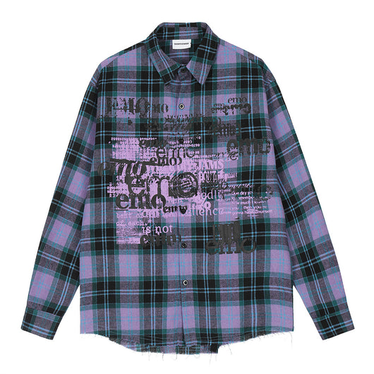 Cardigan Hombre Cuadros con Estampado de Letras - Image 7