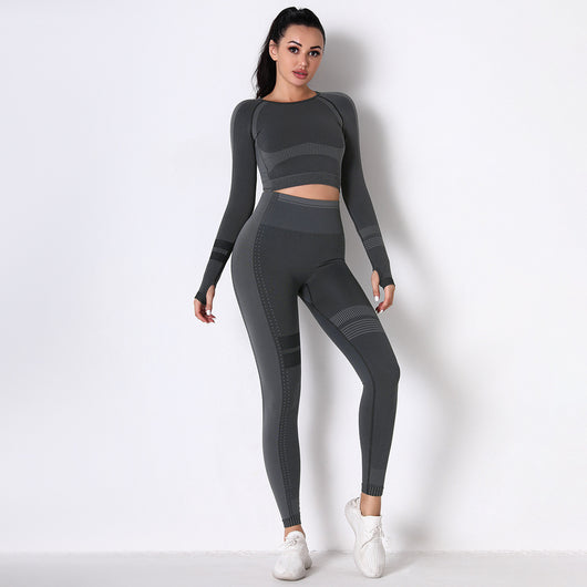 Conjunto de Yoga Tejido Transpirable sin Costuras Manga Larga - Image 8