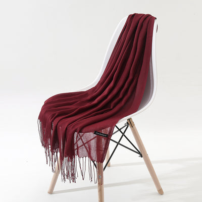 Bufanda Chal de Cachemira Otoño Invierno - Diseño Minimalista con Flecos - Image 10