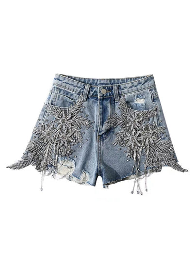 Jeans Rotos con Flores de Diamantes - Image 8