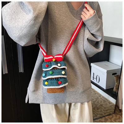 Bolso Cuadrado Navideño de Punto con Árbol de Navidad y Bloques de Color - Image 30