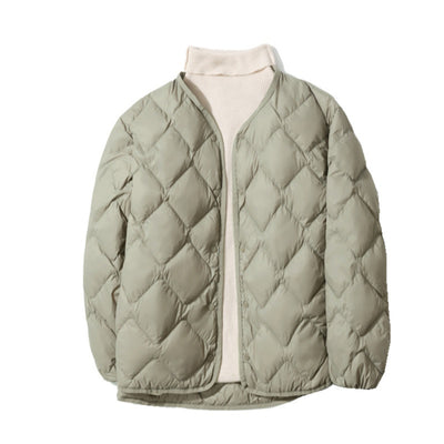 Abrigo de Plumas de Pato Blanco Talla Grande con Cuello en V y Diseño Acolchado - Image 9