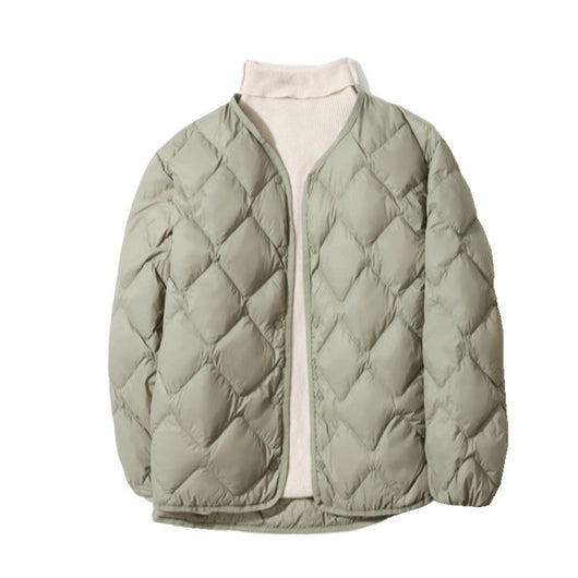Abrigo de Plumas de Pato Blanco Talla Grande con Cuello en V y Diseño Acolchado - Image 9