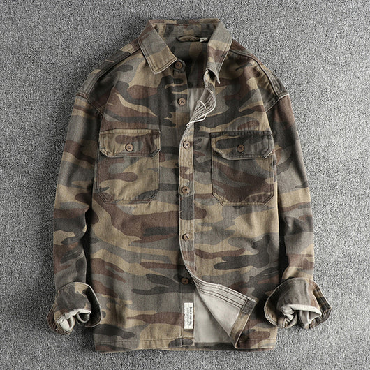 Camisa Abrigo de Trabajo Vintage en Algodón Desteñido - Image 2