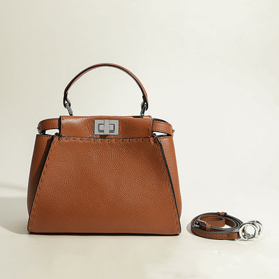 Bolso de Cuero Premium con Patrón Lychee y Cierre Metálico - Image 5