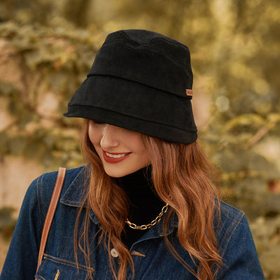 Sombrero Tipo Pescador para Mujer Otoño Estilo Moderno Costura Simple Gorro Cubo Algodón Texturizado - Image 10