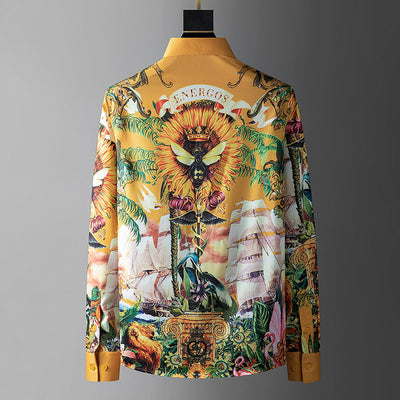 Camisa Estampada Manga Larga para Hombre - Diseño Moderno sin Planchado - Image 11