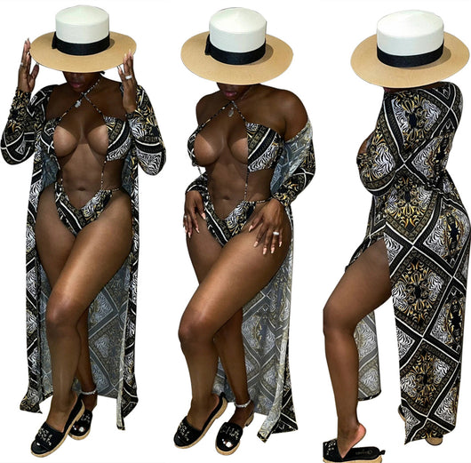 Traje de Baño Estampado de Tres Piezas para Mujer - Image 8