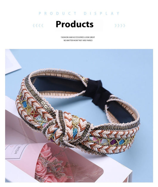 Diadema Bohemia Tejida con Nudos de Tela - Image 18
