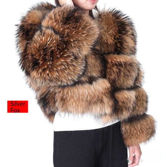 Abrigo de Piel de Mapache Corto para Mujer - Cuero y Fur Premium - Image 12