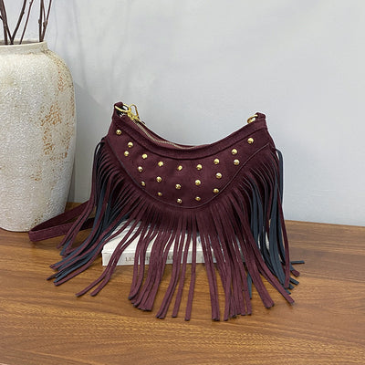 Bolsa Mensajera Retro Casual con Flecos y Remaches de Gran Capacidad - Image 8