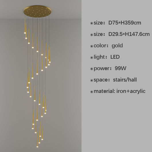 Lámpara de Techo Giratoria para Escaleras - Araña Elegante de Anillo Compuesto - Image 6
