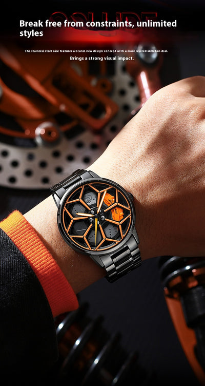 Reloj de Cuarzo Luminoso con Esfera Giratoria para Hombre - Image 12