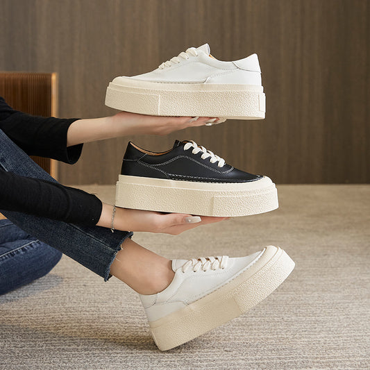 Zapatillas Deportivas Plataforma Mujer Color Liso con Cordones