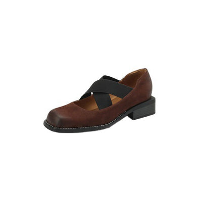 Zapatos Retro de Cuero Gamuza con Tacón Bajo y Elástico Ajustable - Image 5