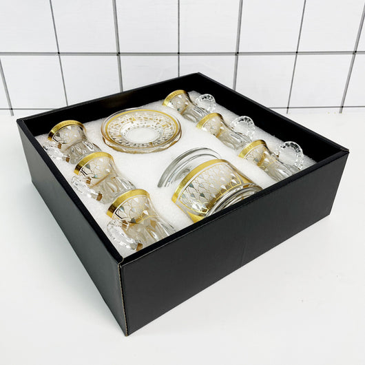 Juego de Taza de Té en Vidrio Negro con Platillo