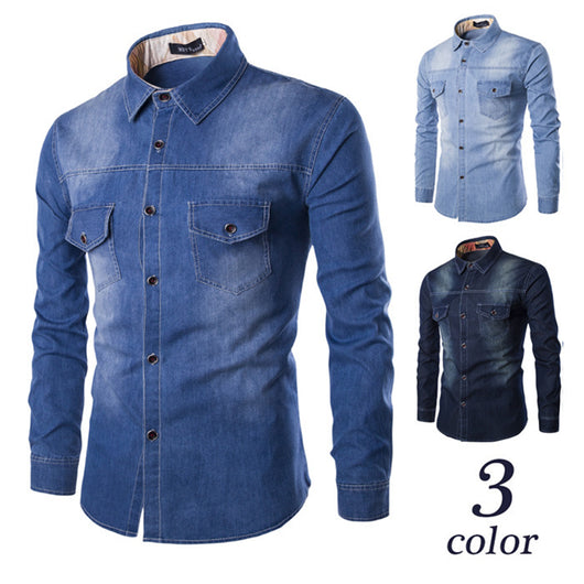 Camisa Vaquera Talla Grande Hombre Bolsillos Dobles Manga Larga Slim - Image 10