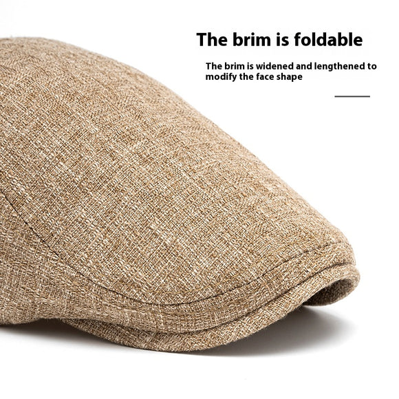 Boina Retro de Algodón y Lino para Hombre con Visera