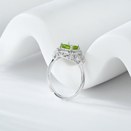 Anillo de Plata Peridoto Verde Elegante Temperamento S925 - Image 9