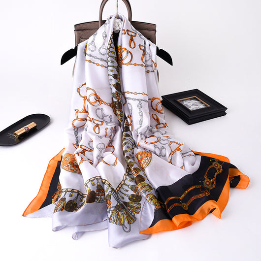 Pañuelo de Seda Estilo Occidental para Verano - Chal Estampado de Moda - Image 12