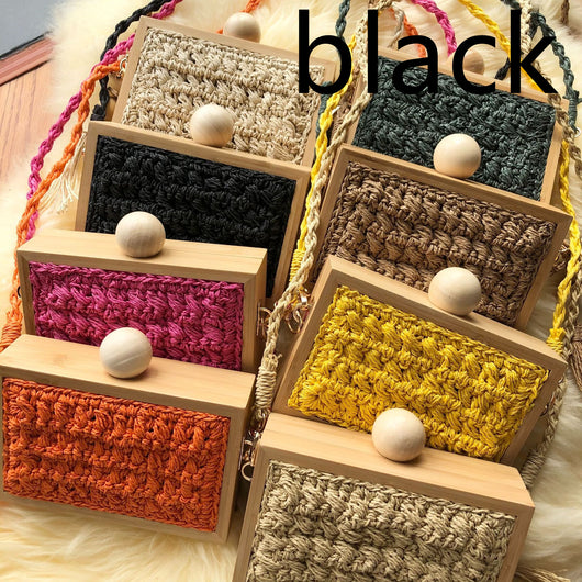 Bolsa de Playa Tejida con Marco de Madera y Borla - Bolso Mensajero Elegante para Vacaciones - Image 14