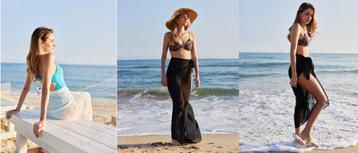 Women's navy blue chiffon sarong, long and flowing, draped over a model's arm against a white background. - Image 37