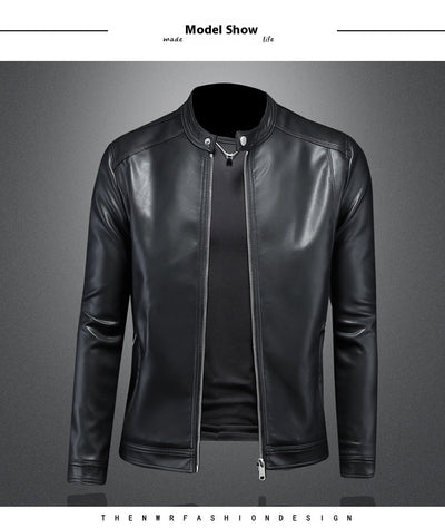 Chaqueta de Cuero Motociclista Slim Fit para Otoño Invierno - Image 11