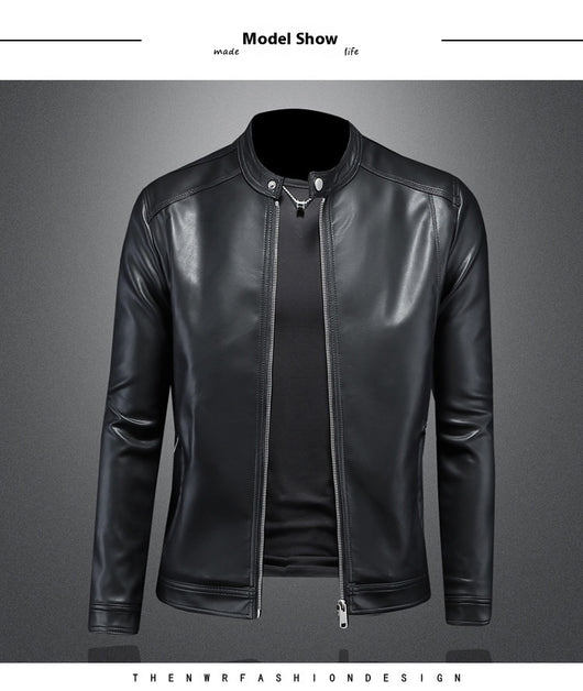 Chaqueta de Cuero Motociclista Slim Fit para Otoño Invierno - Image 11