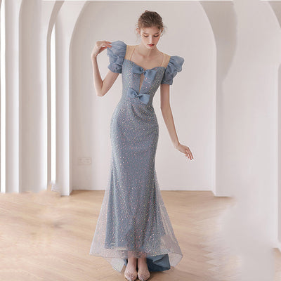 Vestido Azul con Hombros Joyero - Image 11