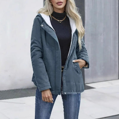 Abrigo de Invierno con Forro Polar y Capucha - Estilo Preppy Elegante para Mujer - Image 11