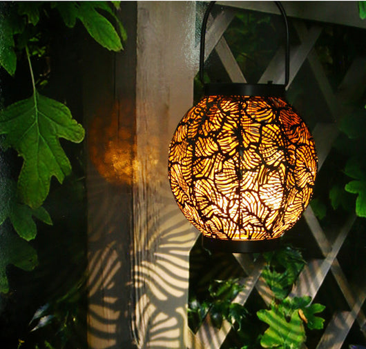 Lámpara Solar Decorativa Hueca de Hierro para Patio Portátil - Image 4