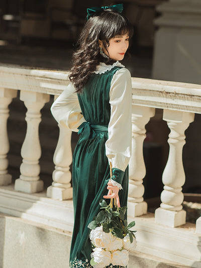 Vestido Terciopelo Diseño Francés con Efecto Dos Piezas Bordado - Image 5