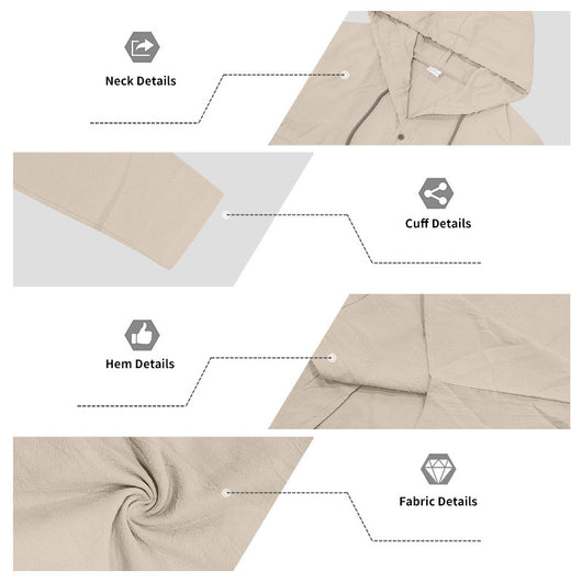 Conjunto de Camisa y Pantalón de Lino Holgado con Capucha - Comodidad Respirante - Image 29