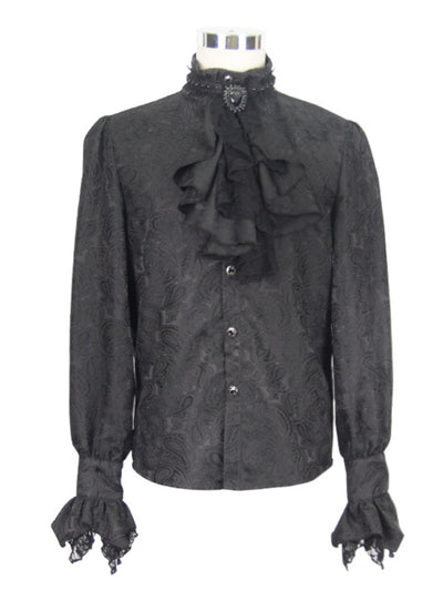 Camisa Medieval Retro Europeo Estilo Corte Británico para Hombre - Image 7