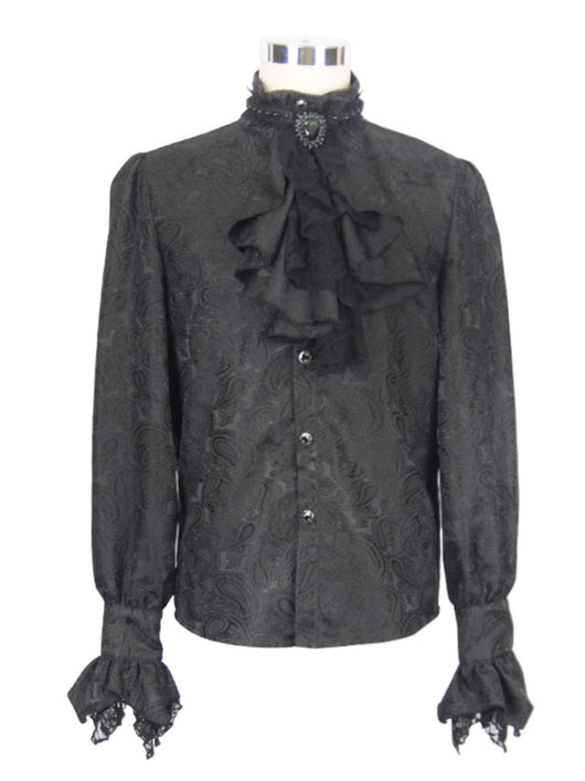 Camisa Medieval Retro Europeo Estilo Corte Británico para Hombre - Image 7