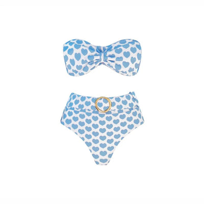 White shorts with blue heart print and ruffled sides, perfect for a fun vacation or casual summer day. - Image 90