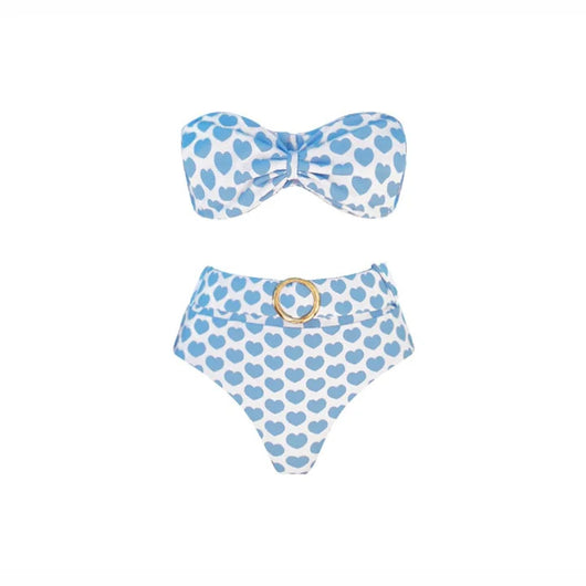White shorts with blue heart print and ruffled sides, perfect for a fun vacation or casual summer day. - Image 90