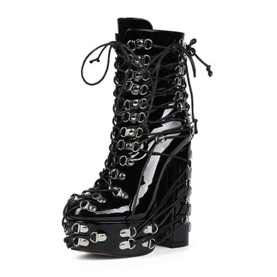 Tacones Altos de Moda New Rivets para Mujer en Negro - Image 20