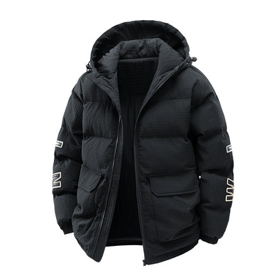 Chaqueta Acolchada de Invierno para Hombre con Capucha y Estampado Urbano - Image 5