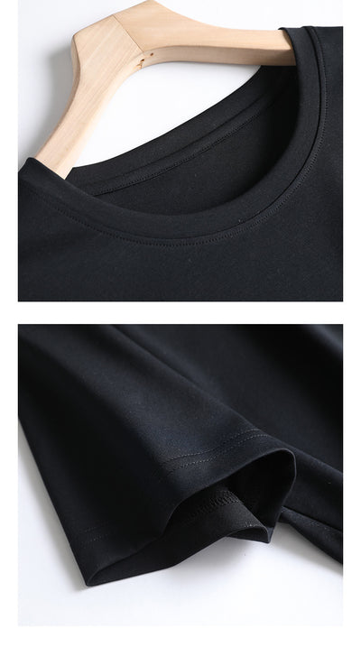 Blusa de Algodón Suelta Cuello Redondo Color Liso para Mujer - Image 12