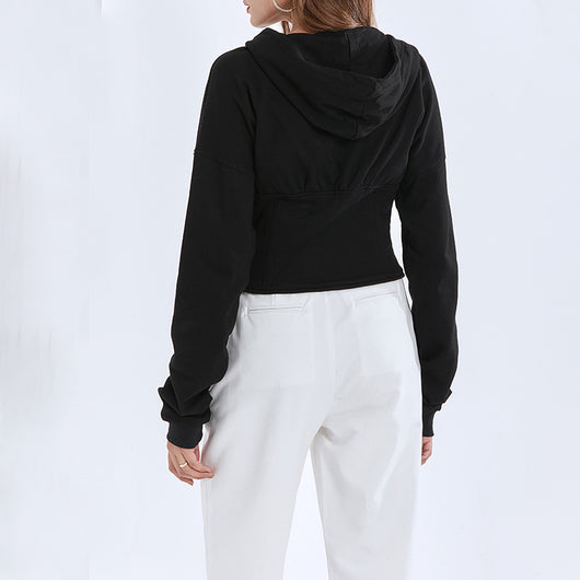 Sudadera Negra con Capucha para Mujer - Estilo Casual Versátil - Image 9