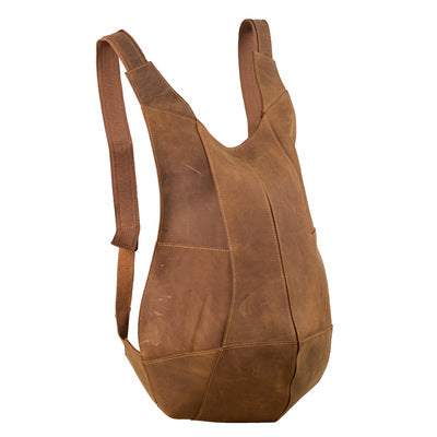 Mochila de Cuero Crazy Horse Retro para Hombre - Estilo Universitario Marrón Oscuro - Image 10