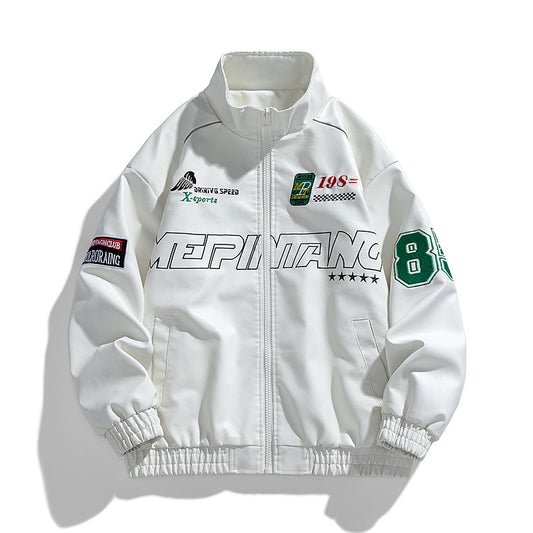 Chaqueta de Cuero PU Estilo Coreano con Cuello Alto para Motociclista
