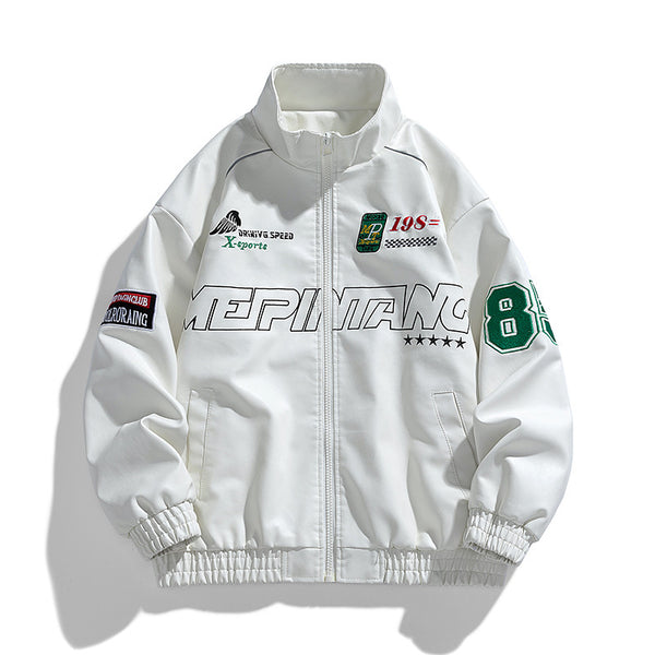 Chaqueta de Cuero PU Estilo Coreano con Cuello Alto para Motociclista