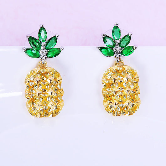 Conjunto de Aretes y Collar Piña Cristal con Árbol de Coco - Image 10