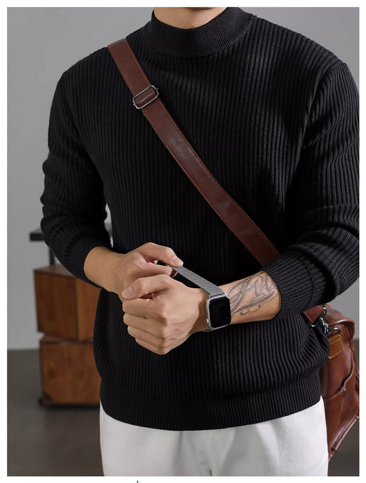Suéter Cuello Tortuga Coreano para Hombre con Rayas Verticales - Image 20