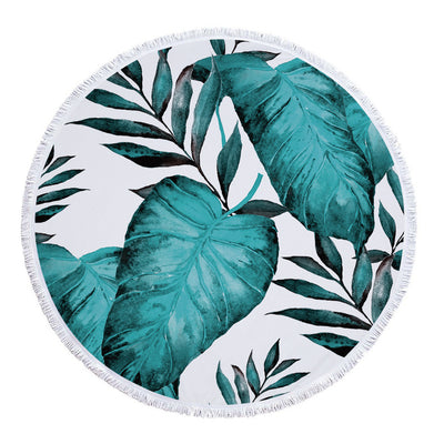Toalla Redonda de Microfibra con Estampado de Hojas Tropicales - Image 3