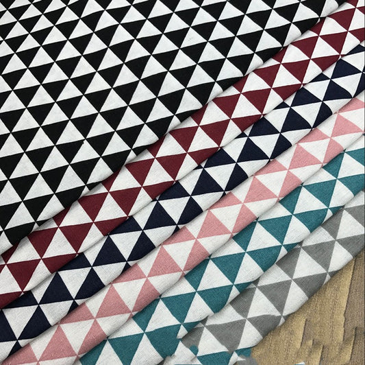 Almohada Decorativa y Cortina de Tela Estampada Algodón y Lino con Patrón Triangular