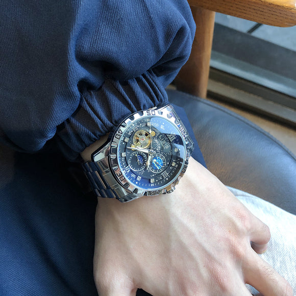 Reloj Automático Mecánico Impermeable con Esfera Luminiscente Estrellada