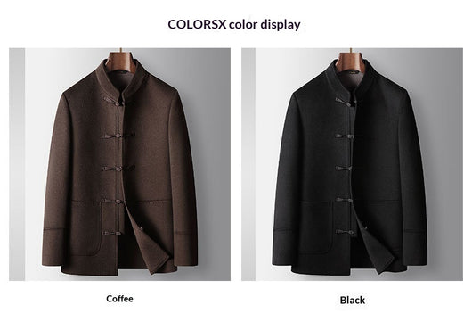 Abrigo de Lana para Hombre con Cuello Mao - Chaqueta Cálida de Estilo Asiático - Image 12